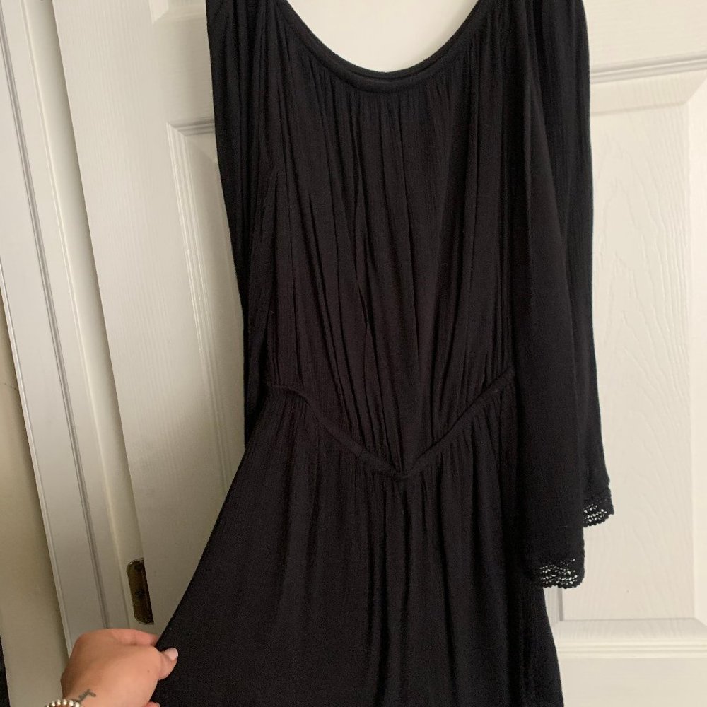 Black off-the-shoulder romper